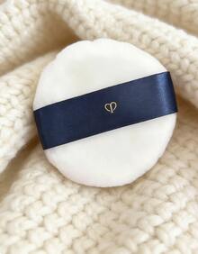 CPB Powder Puff. Wool Makeup Powder Puff. Soft Flocked Makeup Sponge Puff. - Blue and White - View 6