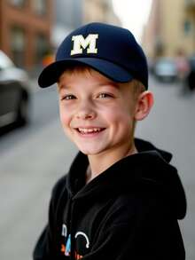 Mũ lưỡi trai trẻ em in 26 chữ cái, mũ chống nắng cho bé trai và bé gái, thích hợp sử dụng hàng ngày ngoài trời, có khả năng chống tia UV. - màu đen - Xem 9