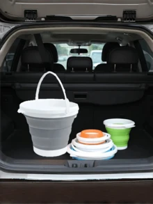 1pc Silicone Foldable Bucket, Portable Car Folding Plastic Bucket, Laundry Collapsible Bucket, Large Capacity Fishing Silicone Bucket, Portable Storage Water Bucket For Home, Gardening, Laundry, Fishing