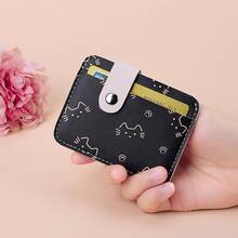 1个卡通猫咪图案PU卡套，学生防消磁大容量便携多功能卡套，名片夹