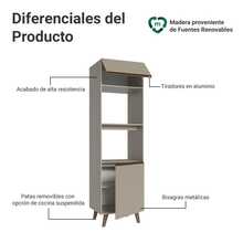 Mueble De Cocina Para Horno Madesa Nice 60cm con Pies CC - Beis - Ver 3