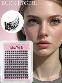 144片/12排 C型卷翘 10-16毫米混合自然分段式假睫毛，浓密卷翘，适合日常和派对妆容 - 黑色 - 查看 1