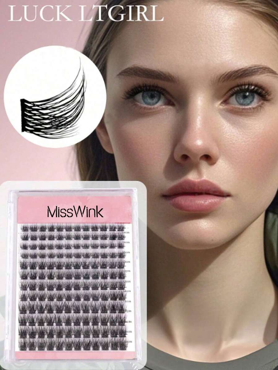 144片/12排 C型卷翘 10-16毫米混合自然分段式假睫毛，浓密卷翘，适合日常和派对妆容 - 黑色 - 查看 1