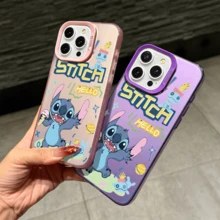 Disney Lilo & Stitch Angel Series  Case, Cute Cartoon Anime Design, Suitable For  17, 16, 15, 14, 13, 12, 11 Pro Max, XS, XR And X, Features A Reflective Back And Shockproof Corners. Perfect As A Birthday Gift, Holiday Gift, Or Valentine's Day Gift. - Pink - View 6