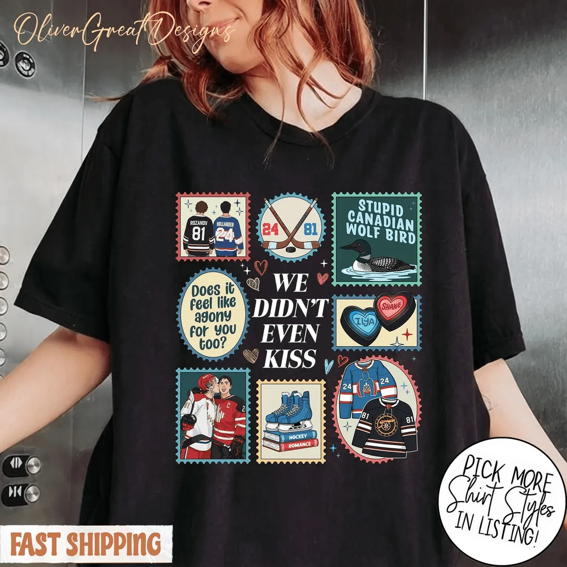 We Didn't Even Kiss Shirt, Heated Rivalry Merch, Ilya Rozanov Shane Hollander Tee, Hockey Romance Bookish Gift, Game Changers MM Shirt - màu đen - Xem 1