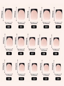 Bộ 150 miếng dán móng tay vuông ngắn kiểu Pháp, miếng dán móng tay gel mềm màu đen kiểu Pháp, bộ móng giả, thích hợp cho việc tự làm móng, tối giản và đa năng, 15 kích cỡ, dành cho nữ. - màu đen - Xem 5