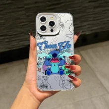 Disney Lilo & Stitch Angel Series  Case, Cute Cartoon Anime Design, Suitable For  17, 16, 15, 14, 13, 12, 11 Pro Max, XS, XR And X, Features A Reflective Back And Shockproof Corners. Perfect As A Birthday Gift, Holiday Gift, Or Valentine's Day Gift. - Màu tím - Xem 8