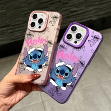 Disney Lilo & Stitch Angel Series  Case, Cute Cartoon Anime Design, Suitable For  17, 16, 15, 14, 13, 12, 11 Pro Max, XS, XR And X, Features A Reflective Back And Shockproof Corners. Perfect As A Birthday Gift, Holiday Gift, Or Valentine's Day Gift. - trắng - Xem 6