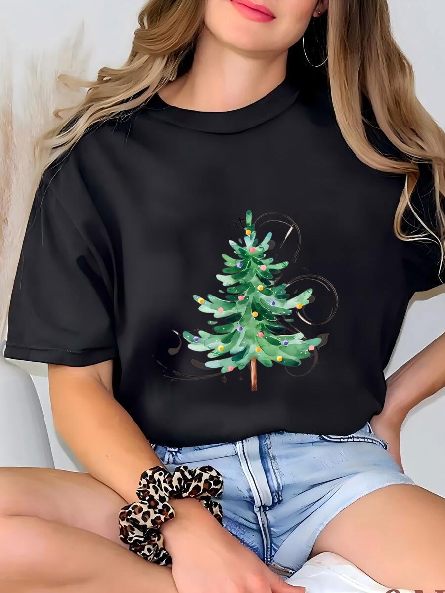 Navidad Vibe Tee Camiseta - Negro - Ver 1