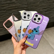 Disney Lilo & Stitch Angel Series  Case, Cute Cartoon Anime Design, Suitable For  17, 16, 15, 14, 13, 12, 11 Pro Max, XS, XR And X, Features A Reflective Back And Shockproof Corners. Perfect As A Birthday Gift, Holiday Gift, Or Valentine's Day Gift. - Pink - View 5