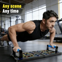 1pc Black Multi-Functional Push-Up Board, Portable And Foldable, With Anti-Slip Surface And Handles, Suitable For Chest, Abdomen, Arm And Back Exercises, Unisex Allenamento A Casa - Multicolor - View 2