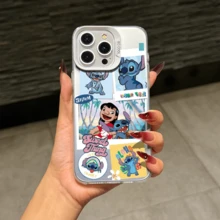 Disney Lilo & Stitch Angel Series  Case, Cute Cartoon Anime Design, Suitable For  17, 16, 15, 14, 13, 12, 11 Pro Max, XS, XR And X, Features A Reflective Back And Shockproof Corners. Perfect As A Birthday Gift, Holiday Gift, Or Valentine's Day Gift. - Màu tím - Xem 8