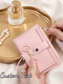 Customized Wallet & Card Holder - Women's Personalized Text Card Holder, Multi-Slot Wallet, Customizable Name; Perfect Gift For Girlfriend; Fashionable Solid Color Design, Unique Personalized Customization; Suitable For Girlfriend, Boyfriend Or Friends; Valentine's Day, Bridesmaid, Wedding, Birthday, Mother's Day And New Year Gifts; Travel Essential. - Multicolor - View 6