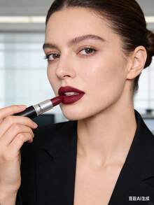 MAC 魅可粉吻唇膏 #827 Dubonnet，8 小时保湿全效遮盖唇膏，蕴含石榴提取物和玫瑰果油，奶油缎面妆效，持久显色，适合日常及特殊场合。 - 827 - 查看 4