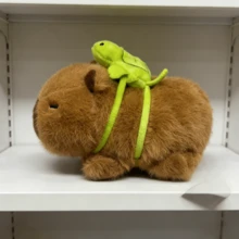 可爱水豚毛绒玩具，配有海龟背包 - 柔软聚酯纤维填充 - 卡哇伊水豚玩偶 - 送给孩子和收藏家的理想礼物 - 适合0-3岁儿童 - 彩色 - 查看 12