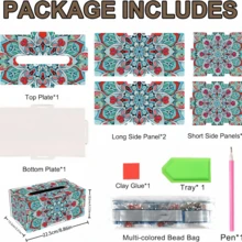 1pc DIY Diamond Painting Tissue Box Cover, Floral Pattern Reusable Mixed Color Art Storage Container, Round Diamond Decor Combo Kit, Diamond Painting Craft, Home Office Decor, Creative Holiday Gift, Naturally Inspired Mosaic Art - Multicolor - View 3