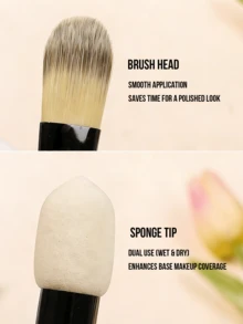Estée Lauder Dual-Ended Foundation Brush, Sponge Brush Head, Smooth Application, Dry And Wet Use, Enhances Foundation Coverage, Daily Use - Black - View 6