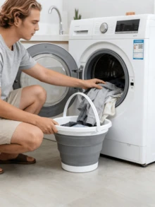 1pc Silicone Foldable Bucket, Portable Car Folding Plastic Bucket, Laundry Collapsible Bucket, Large Capacity Fishing Silicone Bucket, Portable Storage Water Bucket For Home, Gardening, Laundry, Fishing