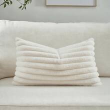 1pc/2pcs Plain Pillow Cover (Filling Not Included), Faux Fur Sofa Cushion Cover, Home Decor - White - View 6
