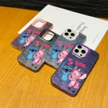 Disney Lilo & Stitch Angel Series  Case, Cute Cartoon Anime Design, Suitable For  17, 16, 15, 14, 13, 12, 11 Pro Max, XS, XR And X, Features A Reflective Back And Shockproof Corners. Perfect As A Birthday Gift, Holiday Gift, Or Valentine's Day Gift. - Pink - View 4