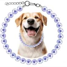 Elegant Pet Accessories, Purple Faux Pearl Dog Necklace, British Style Cat Necklace, Pet Collar Accessories, Suitable For Daily Wear And Parties - Multicolor - View 16