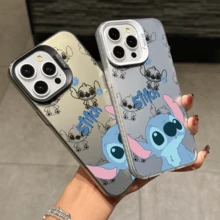 Disney Lilo & Stitch Angel Series  Case, Cute Cartoon Anime Design, Suitable For  17, 16, 15, 14, 13, 12, 11 Pro Max, XS, XR And X, Features A Reflective Back And Shockproof Corners. Perfect As A Birthday Gift, Holiday Gift, Or Valentine's Day Gift. - 紫色 - 查看 3