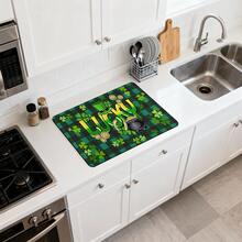 1/2/3pcs Saint Patrick's Day Water Absorbent Mat Green Clover Pattern Polyester Dish Drying Mat Coffee Machine Pad Kitchen Countertop Decor Home Gift For Family Home Decoration Saint Patrick's Day Atmosphere Decoration - Multicolor - View 5
