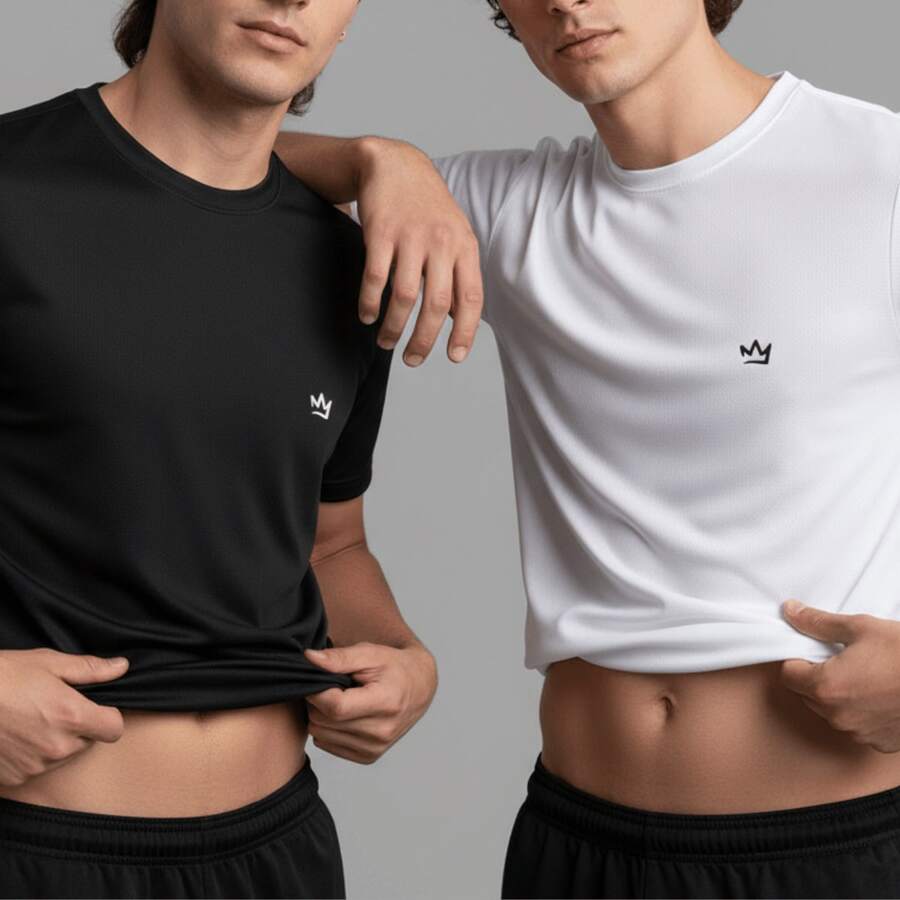 Camiseta Dry Fit Masculina Esportiva Academia Treino Fitness 100% Poliéster - Preto - Visão 1