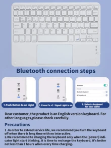 Detachable Rechargeable Touchpad Keyboard Case With Pen Slot, Compatible With Samsung Galaxy Tab / IPad / Redmi IPad SE, Magnetic Bluetooth Keyboard Cover (Light Gray)
