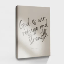 1pc Minimalist Motivational Wall Art, Inspirational Quote, Girl Apartment Artwork Framed Wall Art, Wrapped Canvas Poster Vintage Prints, God Is Our Refuge And Strength. - Minimalist, Minimalist, Modern, Graphic Design Style, Home Living Room Bedroom Ofice Wall Decor, Birthday Party Decor, Hanging Hardware Included - Wrapped Framed Canvas, Vertical - Lienzo enmarcado - Ver 3