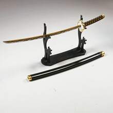 9.8英寸（25厘米）金属武士刀模型，钢刃大马士革钢刀，原版武士刀，中世纪刀剑，日本武士刀，动漫角色扮演道具玩具 - 9.8inch/25cm(9.8吋/25公分) - 查看 5