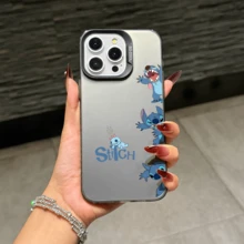 Disney Lilo & Stitch Angel Series  Case, Cute Cartoon Anime Design, Suitable For  17, 16, 15, 14, 13, 12, 11 Pro Max, XS, XR And X, Features A Reflective Back And Shockproof Corners. Perfect As A Birthday Gift, Holiday Gift, Or Valentine's Day Gift. - Màu tím - Xem 7