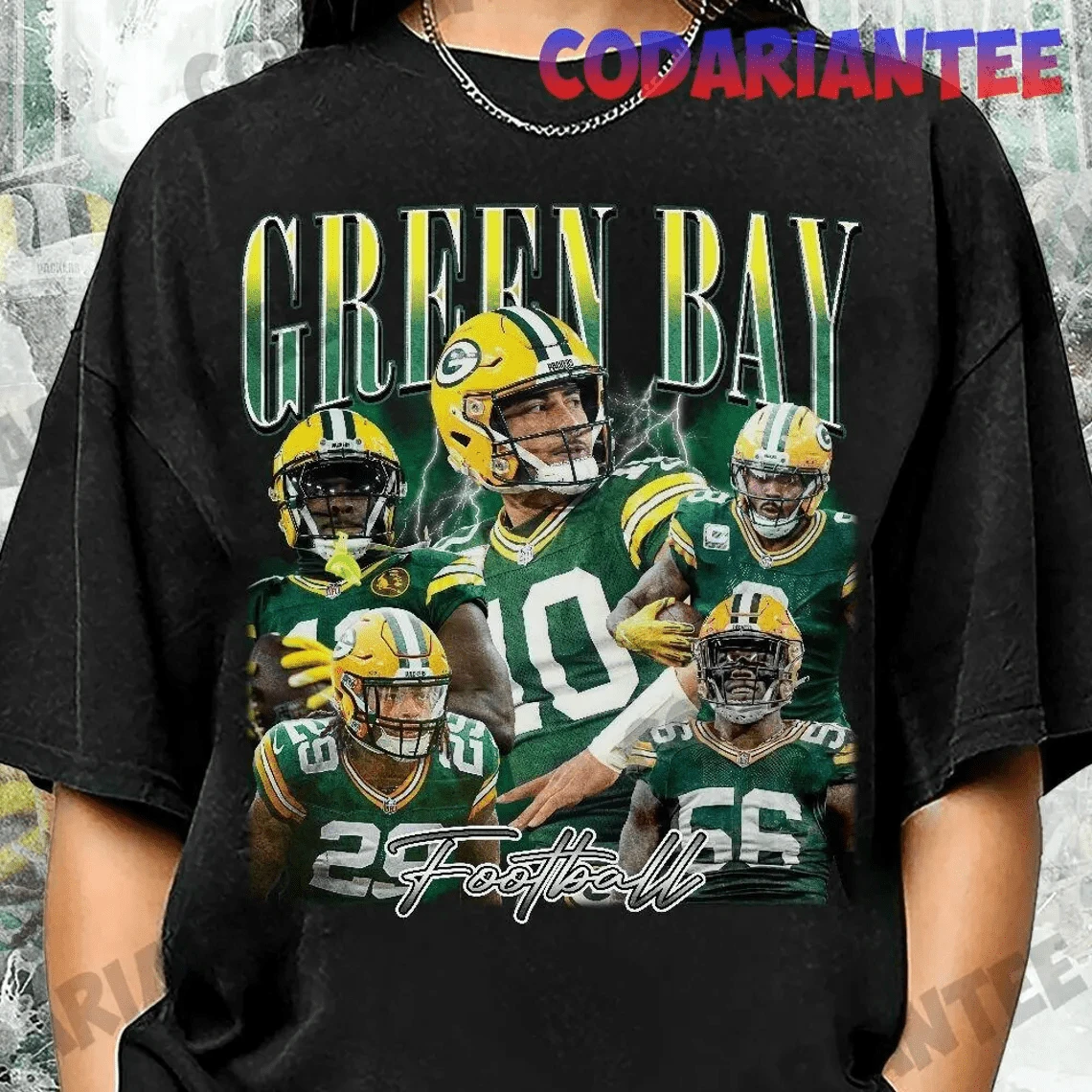 Vintage Green Bay Sport Shirt, Vintage 90s Sport Shirt, Green Bay Football Shirt - 黑色 - 查看 1