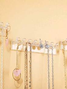3Pcs/Set Necklace Rack, Necklace Organizer Wall Mount 8 Hooks For Hanging Necklaces, Jewelry, Bracelets, Bracelets And Rings, Girls And Women's Gifts - Clear - View 1