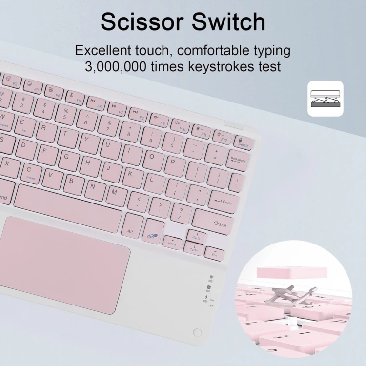 10インチ 充電式 ワイヤレス Bluetoothタッチパッドキーボード、薄型ポータブル、iPad、iOS、Android、Windowsデバイス対応、長バッテリー寿命。クリスマス/新年ギフト(2026年) - マルチカラー - 見る 4