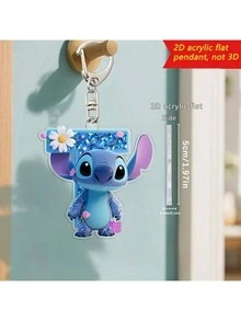 2D 图形设计，史迪奇字母钥匙扣，26 个“A-Z”花卉卡通图案，亚克力吊坠带链，适用于包包钥匙和车钥匙，旅行配件礼品，可爱花卉钥匙扣设计，光滑表面，钥匙扣，装饰钥匙扣，卡通钥匙扣，圣诞礼物，粉丝礼物，2D 图形礼品（如果产品不透明，请撕掉印刷背面的保护膜）。 - 彩色 - 查看 19