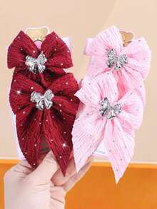 Set de 24 pinzas para el cabello con lazo y strass en forma de estrella, en colores surtidos (rosa, rojo, gris, negro) - Adecuado para niñas y mujeres, apto para la escuela, fiestas o uso diario. El diseño resistente de perlas y lazos agrega encanto a las coletas, trenzas y peinados semi-recogidos. Surtido de colores aleatorios, esencial para un look dulce y femenino, accesorios para el cabello