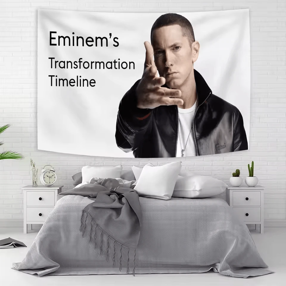 American Rap God Hip Pop Music Flag Eminems Tapestries Wall Hanging Meme Tapestry Art Aesthetic Room Decor Bedroom Decoration (1) - 主圖顏色 - 查看 1