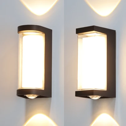 12W IP65 Waterproof High Brightness Outdoor Wall Light, Double-Sided Illumination Super Wide Angle Lighting, ABS Plastic Material, Wide Voltage AC85-265V Global Use, Home Lighting Lamp Suitable For Outdoor Balcony/Stairs/Street/Indoor/Garden/Living Room/Bedroom/Corridor/Hallway/Interior Wall/Exterior Wall