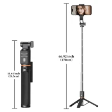 360° Portable Smartphone Stabilizer Tripod, Wireless Remote Control, Extendable Selfie Stick, Multi-Angle Shooting, Suitable For Short Videos, Live Streaming, Photography, Sturdy And Durable, Foldable For Easy Storage, Capture Memorable Moments - Black - View 8