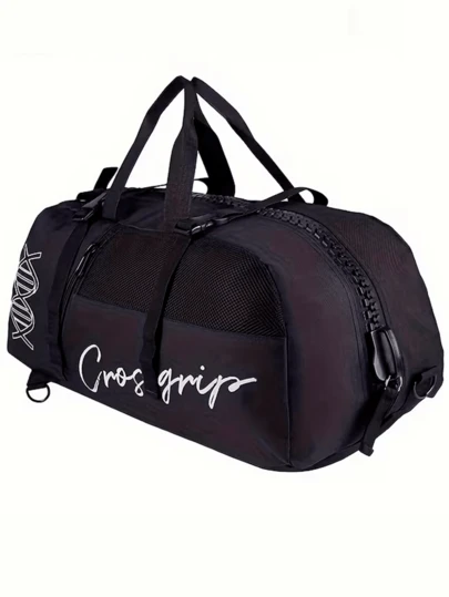 Bolsa de gimnasio para hombre y mujer, 3 en 1, con diferentes compartimentos, impermeable, resistente, para viajes, entrenamiento, deporte, color negro, negro premium, para llevar o cruzada.
