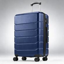20/24/28 Inch 3-Piece Hard Shell Luggage Set, Lightweight Heavy-Duty ABS Material Expandable Rolling Suitcase With Double Silent Spinner Wheels, Durable Scratch-Resistant Travel Luggage For Business Trips, Weekend Getaways, Family Vacations & Student Travel - 藍色 - 查看 1