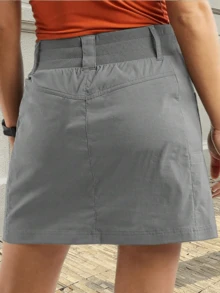 Women's Casual Mid Rise Golf Hiking Skorts Athletic Running Relaxed Fit Tennis Skirts With Shorts Pockets - 灰色 - 查看 3