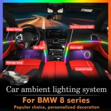 FILIPLI Kit de iluminação ambiente automotiva RGB com 64 cores, faixa de acrílico oculta e LED universal para interiores, compatível com BMW Série 8 (6/10/18/22). - HC - Ver 6