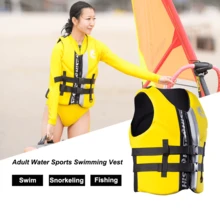 HISEA Adult Water Sports Swimming Vest; Men's Outdoor Sports And Swimming Equipment; Women's Outdoor Fishing Buoyancy Suit; Side Zipper Surfing Buoyancy Vest - Yellow - View 2