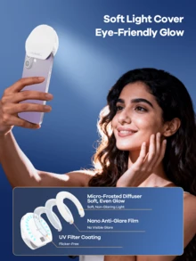 REMAX Non-Blocking Camera Selfie Light, Mini Clip Ring Light With 3 Colors & 9 Brightness, Portable For Phone/PC/Tablet - RT-e185 Multicolor - View 7