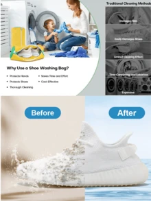 2 Packs/1-Pack Durable Shoe Washing Machine Bags For All Kinds Of Shoes - Yellow, Blue Zipper, Suede Lining, Noise-Reducing Design, Elastic Nylon Zipper, Suitable For All Washing Machines, Protects Sneakers, Casual Shoes And Delicate Clothes. - Multicolor - View 8