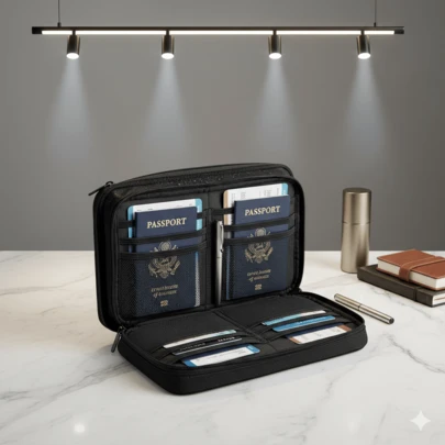 1Pc Waterproof Fireproof Travel Document Organizer - Multi-Pocket Passport & Card Holder, Portable Zippered Case For Travel Essentials #TravelMustHave2026