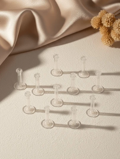 CIZME 24pcs Transparent Plastic Earrings, Sports Style, 16g Transparent Ear Cartilage Studs, Plastic Ear Cuff Cartilage Studs, Medusa Marilyn Studs, Transparent Lip Rings, Lip Studs, Work/Surgery Lip Studs