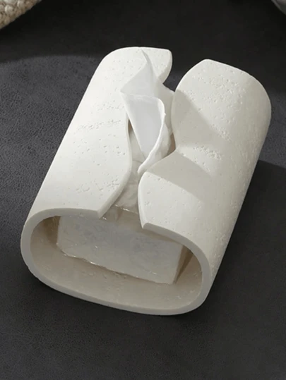 1 件装优雅树脂长方形纸巾盒，拱形设计，仿石纹理，适用于家居和浴室装饰、卧室和客厅桌面收纳、办公室和家居装饰。